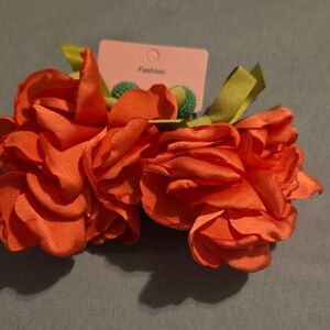 Orange Floral Earrings